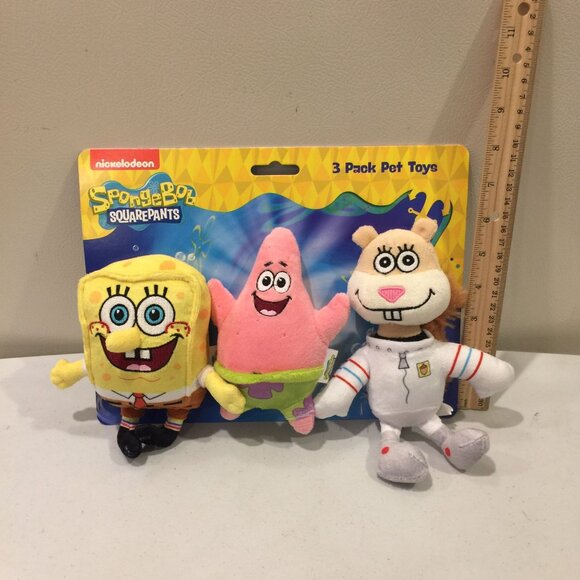 Spongebob Squarepants Plush Squeak Pet Toys Gary Sandy Squirrel Set of 3 - Picture 3 of 4